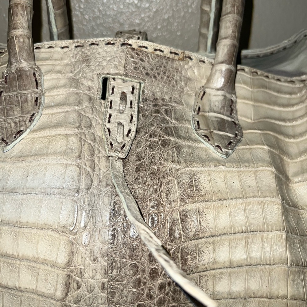 Elegant Cream Crocodile-Embossed Women's Bag - Picture 2 of 9